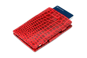 Garzini RFID Leather Magic Wallet Card Sleeves Croco-Red