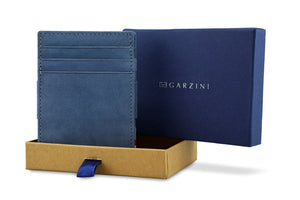 Garzini RFID Leather Magic Wallet ID Window Vintage-Blue