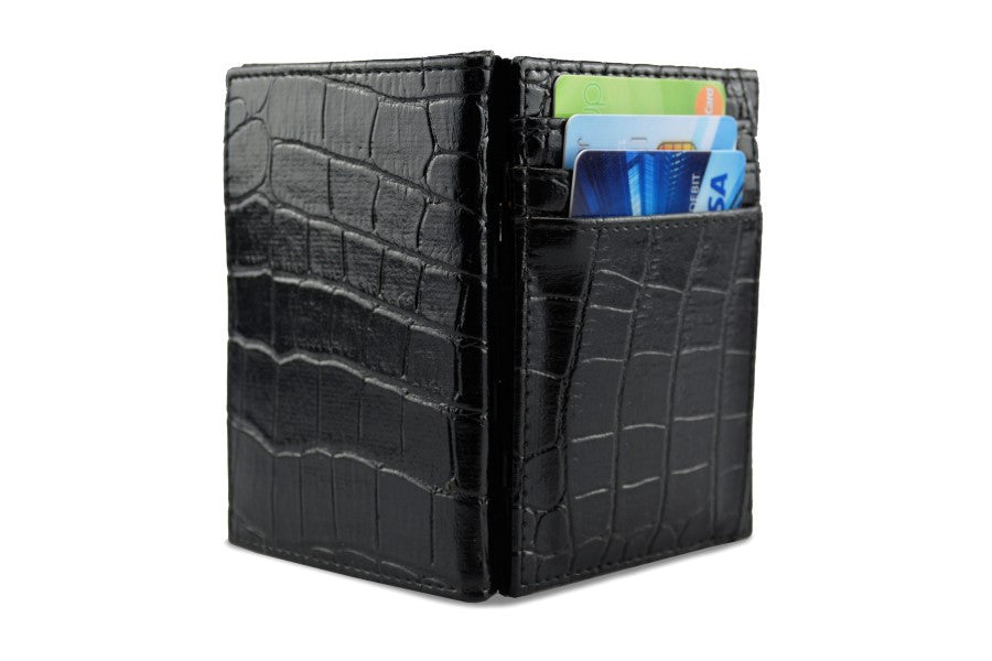 Pegasus Reptile Leather Magic Coin Wallet-Black