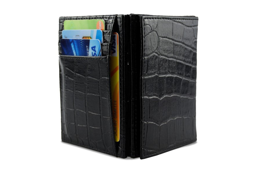 Pegasus Reptile Leather Magic Coin Wallet-Black